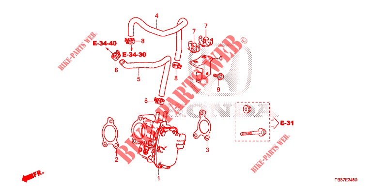 SOUPAPE RECIRCULATION GAZ ECHAPPEMENT BOUCLE HAUTE PRES (DIESEL) pour Honda CIVIC TOURER DIESEL 1.6 S 5 Portes 6 vitesses manuelles 2014