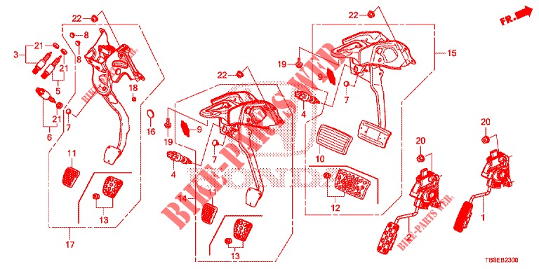 PEDALE (LH) pour Honda CIVIC TOURER 1.8 COMFORT 5 Portes 5 vitesses automatique 2015