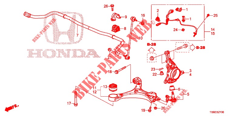 ARTICULATION AVANT pour Honda CIVIC TOURER 1.8 EXECUTIVE 5 Portes 6 vitesses manuelles 2015