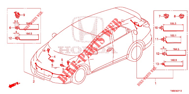 FAISCEAU DES FILS (8) pour Honda CIVIC TOURER 1.8 EXECUTIVE 5 Portes 6 vitesses manuelles 2015