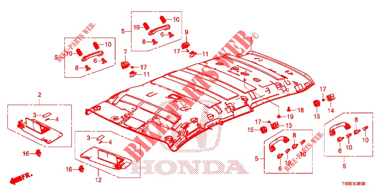 GARNITURE DE PLAFOND pour Honda CIVIC TOURER 1.8 EXECUTIVE 5 Portes 6 vitesses manuelles 2015