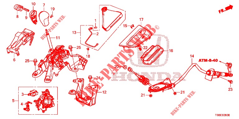 LEVIER DE SELECTION (LH) pour Honda CIVIC TOURER 1.8 EXECUTIVE 5 Portes 6 vitesses manuelles 2015