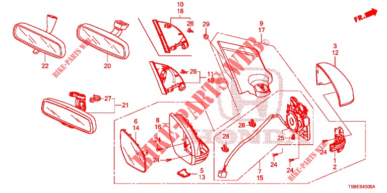 MIROIR pour Honda CIVIC TOURER 1.8 EXECUTIVE 5 Portes 6 vitesses manuelles 2015