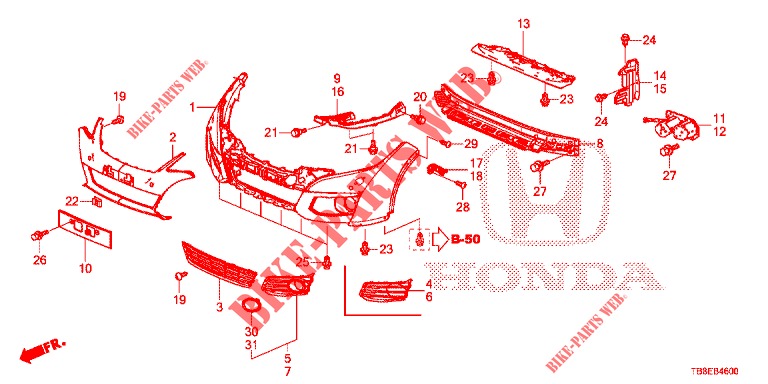 PARE CHOCS AVANT pour Honda CIVIC TOURER 1.8 EXECUTIVE 5 Portes 6 vitesses manuelles 2015