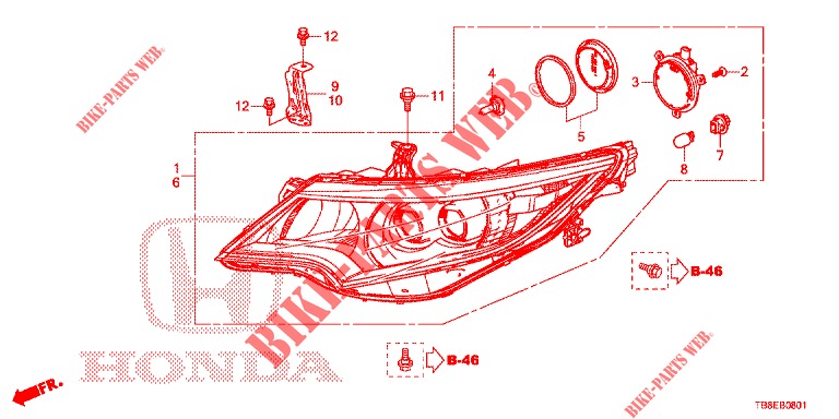 PROJECTEUR (LED) pour Honda CIVIC TOURER 1.8 EXECUTIVE 5 Portes 6 vitesses manuelles 2015