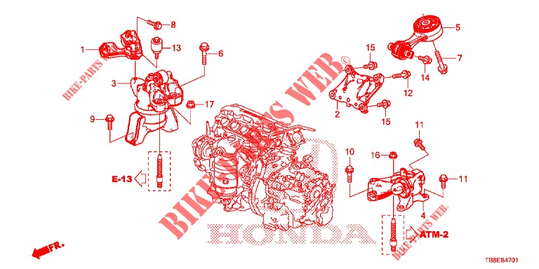 SUPPORTS DE MOTEUR (AT) pour Honda CIVIC TOURER 1.8 EXECUTIVE 5 Portes 6 vitesses manuelles 2015