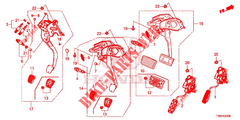 PEDALE (LH) pour Honda CIVIC TOURER DIESEL 1.6 LIFSTYLE 5 Portes 6 vitesses manuelles 2017