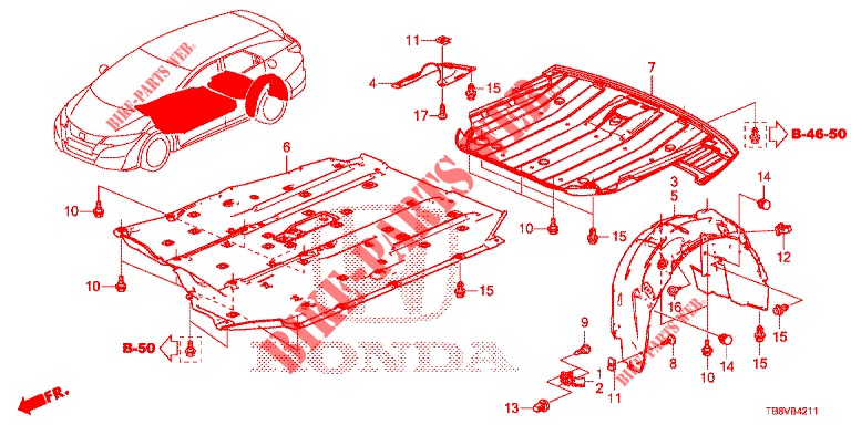 COUVERCLE INFERIEUR pour Honda CIVIC TOURER 1.8 ELEGANCE L 5 Portes 6 vitesses manuelles 2017
