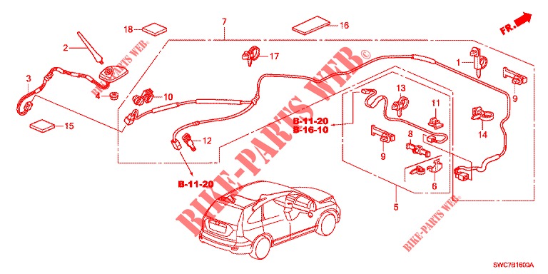 ANTENNE (LH) pour Honda CR-V 2.0 EXECUTIVE 5 Portes 5 vitesses automatique 2012