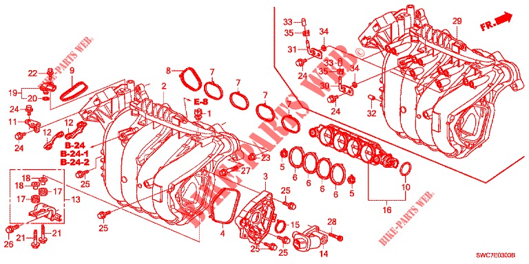 COLLECTEUR D'ADMISSION (2.0L) pour Honda CR-V 2.0 EXECUTIVE 5 Portes 5 vitesses automatique 2012
