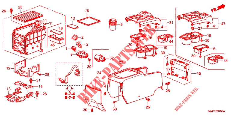 CONSOLE CENTRALE (1) pour Honda CR-V 2.0 EXECUTIVE 5 Portes 5 vitesses automatique 2012