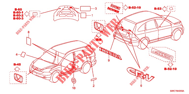 EMBLEMES/ETIQUETTES DE PRECAUTIONS pour Honda CR-V 2.0 EXECUTIVE 5 Portes 5 vitesses automatique 2012