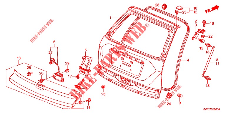 HAYON ARRIERE pour Honda CR-V 2.0 EXECUTIVE 5 Portes 5 vitesses automatique 2012