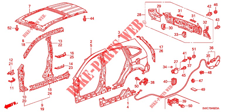 PANNEAUX EXTERIEURS/PANNEAU DE TOIT pour Honda CR-V 2.0 EXECUTIVE 5 Portes 5 vitesses automatique 2012