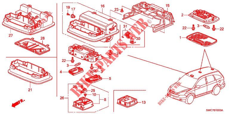 PLAFONNIER pour Honda CR-V 2.0 EXECUTIVE 5 Portes 5 vitesses automatique 2012