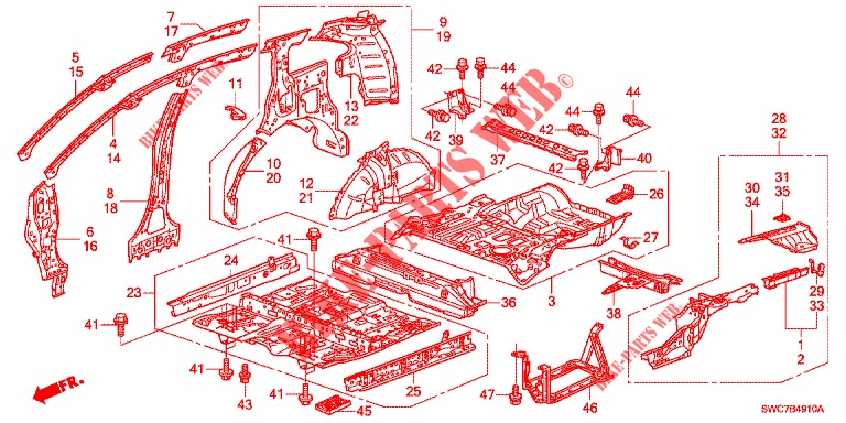 PLANCHER/PANNEAUX INTERIEURS pour Honda CR-V 2.0 EXECUTIVE 5 Portes 5 vitesses automatique 2012
