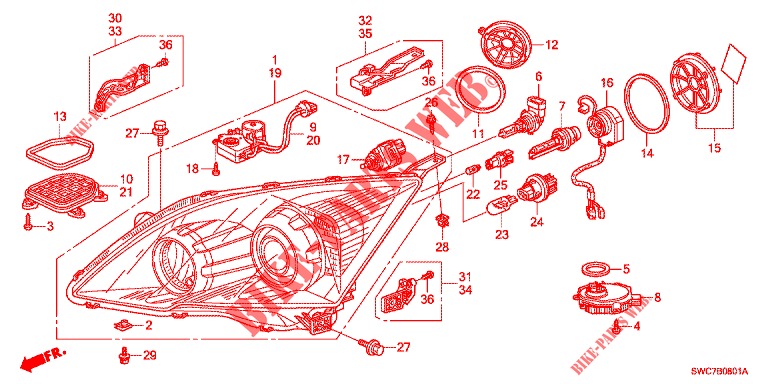 PROJECTEUR (AFS) pour Honda CR-V 2.0 EXECUTIVE 5 Portes 5 vitesses automatique 2012