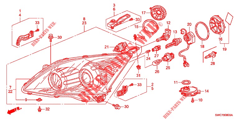 PROJECTEUR pour Honda CR-V 2.0 EXECUTIVE 5 Portes 5 vitesses automatique 2012