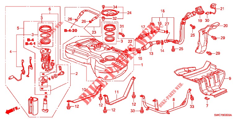 RESERVOIR A CARBURANT (2.0L) (2.4L) pour Honda CR-V 2.0 EXECUTIVE 5 Portes 5 vitesses automatique 2012