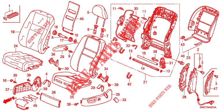SIEGE AVANT (G.) (SIGE ASSISTE) pour Honda CR-V 2.0 EXECUTIVE 5 Portes 5 vitesses automatique 2012