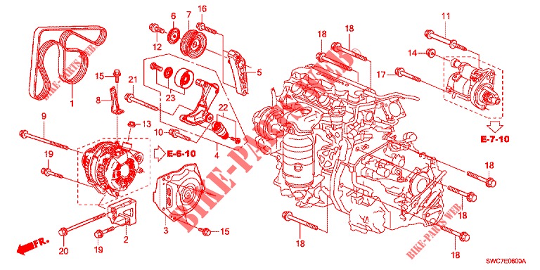 SUPPORT D'ALTERNATEUR (2.0L) pour Honda CR-V 2.0 EXECUTIVE 5 Portes 5 vitesses automatique 2012