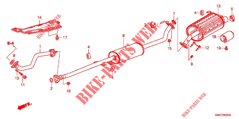 TUYAU D'ECHAPPEMENT/SILENCIEUX (2.0L) pour Honda CR-V 2.0 EXECUTIVE 5 Portes 5 vitesses automatique 2012