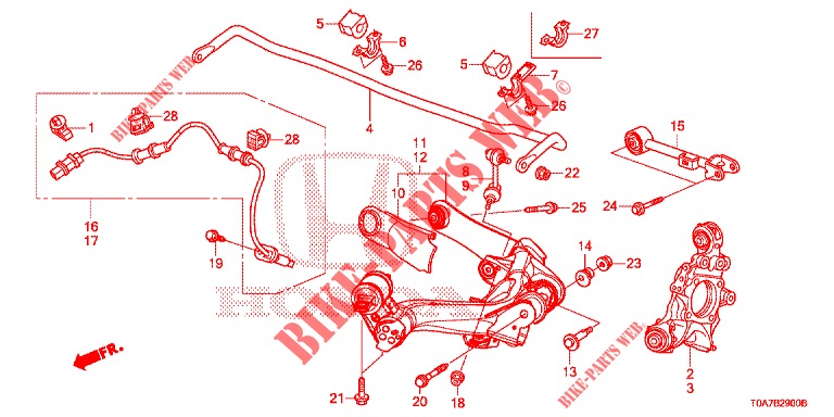 BRAS INFERIEUR ARRIERE pour Honda CR-V 2.0 COMFORT 5 Portes 6 vitesses manuelles 2013