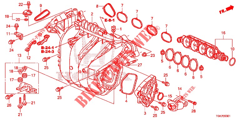 COLLECTEUR D'ADMISSION (2.0L) pour Honda CR-V 2.0 COMFORT 5 Portes 6 vitesses manuelles 2013