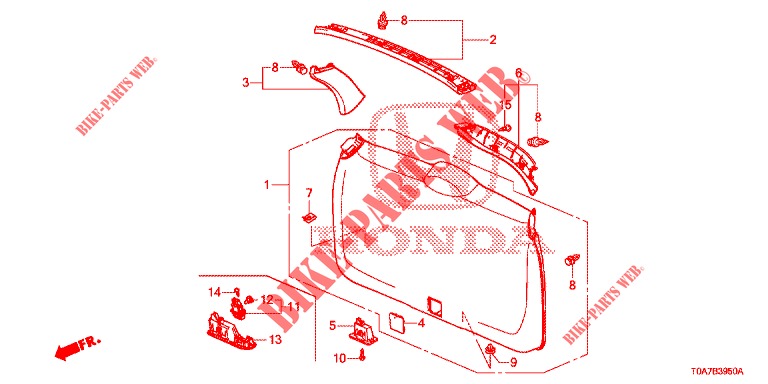 GARNITURE DE HAYON AR. pour Honda CR-V 2.0 COMFORT 5 Portes 6 vitesses manuelles 2013