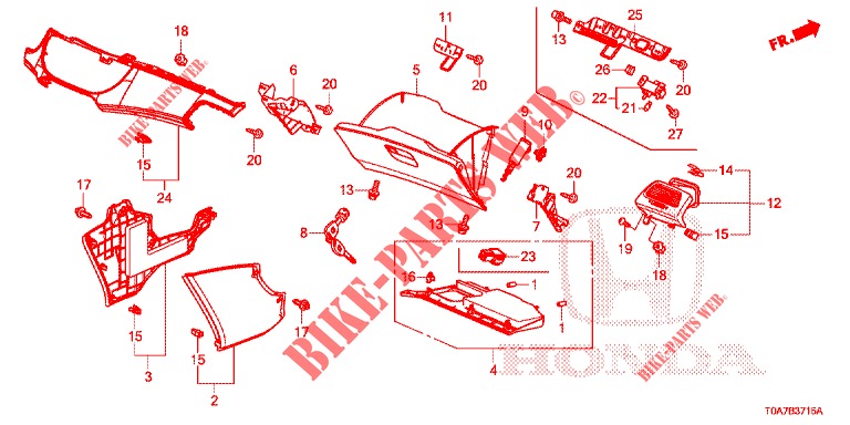 GARNITURE D'INSTRUMENT (COTE DE PASSAGER) (LH) pour Honda CR-V 2.0 COMFORT 5 Portes 6 vitesses manuelles 2013
