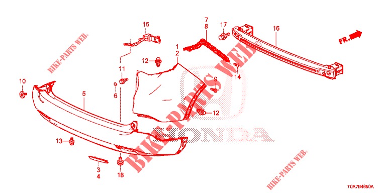 PARE CHOC ARRIERE pour Honda CR-V 2.0 COMFORT 5 Portes 6 vitesses manuelles 2013