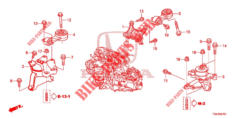 SUPPORTS DE MOTEUR (2.0L) (MT) pour Honda CR-V 2.0 COMFORT 5 Portes 6 vitesses manuelles 2013