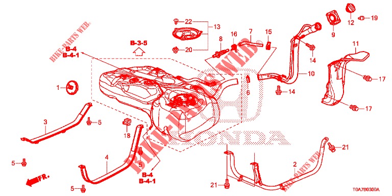 TUYAU DE REMPLISSAGE DE CARBURANT (2.0L) (2.4L) pour Honda CR-V 2.0 COMFORT 5 Portes 6 vitesses manuelles 2013