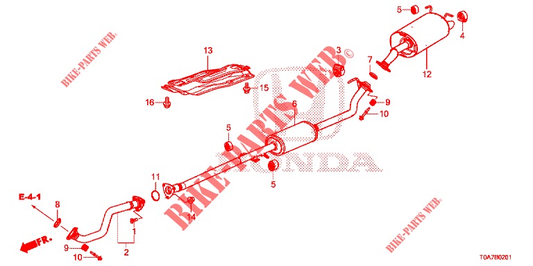 TUYAU D'ECHAPPEMENT/SILENCIEUX (2.0L) pour Honda CR-V 2.0 COMFORT 5 Portes 6 vitesses manuelles 2013