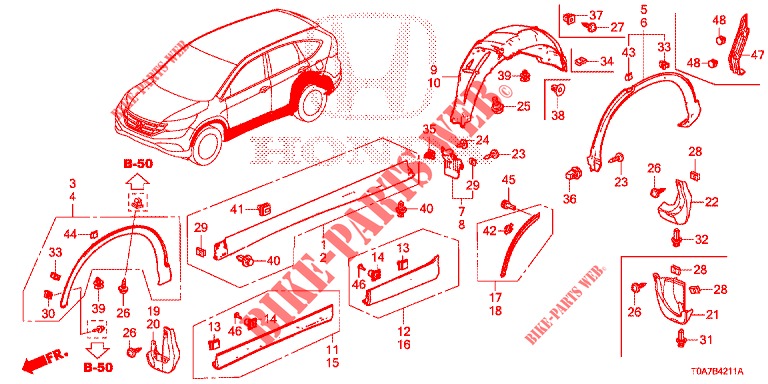 GARNITURE DE LONGRINE LATERALE/PROTECTION pour Honda CR-V 2.0 EXECUTIVE 5 Portes 6 vitesses manuelles 2013