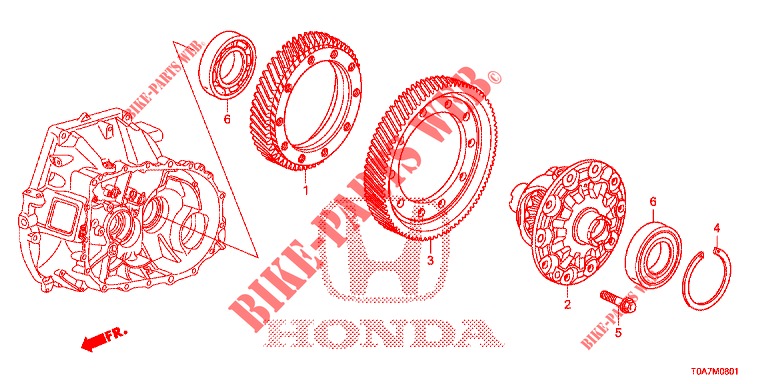 DIFFERENTIEL (2.0L) (4WD) pour Honda CR-V 2.0 ELEGANCE 5 Portes 6 vitesses manuelles 2014