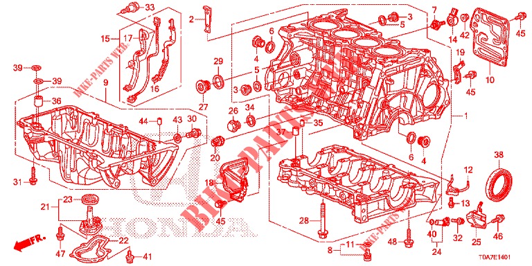 BLOC CYLINDRES/CARTER D'HUILE (2.0L) pour Honda CR-V 2.0 ELEGANCE 5 Portes 5 vitesses automatique 2014