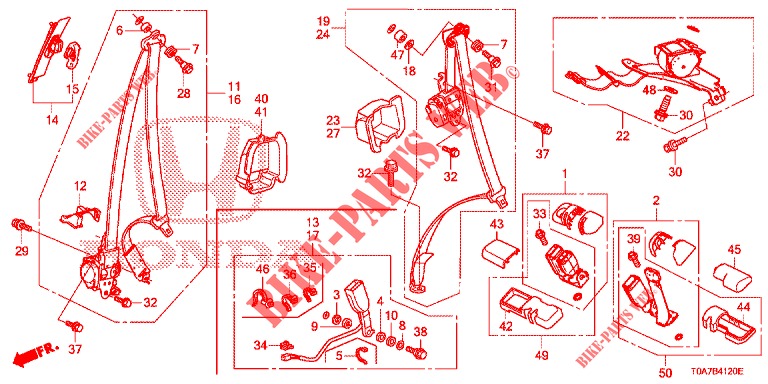CEINTURES DE SECURITE pour Honda CR-V 2.0 ELEGANCE 5 Portes 5 vitesses automatique 2014