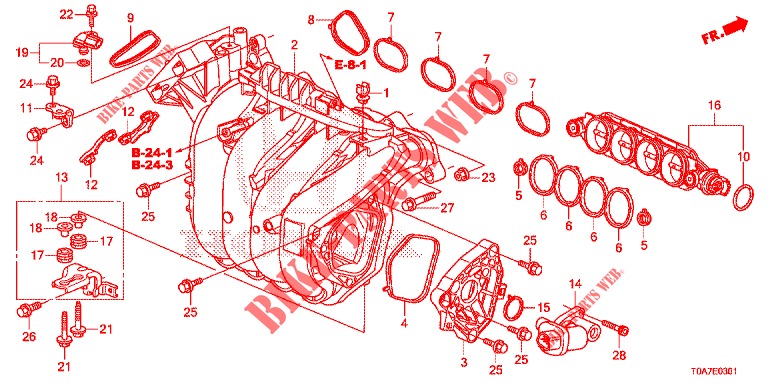 COLLECTEUR D'ADMISSION (2.0L) pour Honda CR-V 2.0 ELEGANCE 5 Portes 5 vitesses automatique 2014