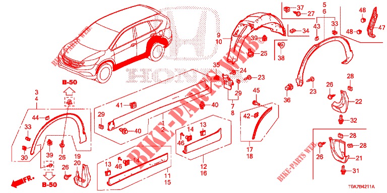 GARNITURE DE LONGRINE LATERALE/PROTECTION pour Honda CR-V 2.0 ELEGANCE 5 Portes 5 vitesses automatique 2014