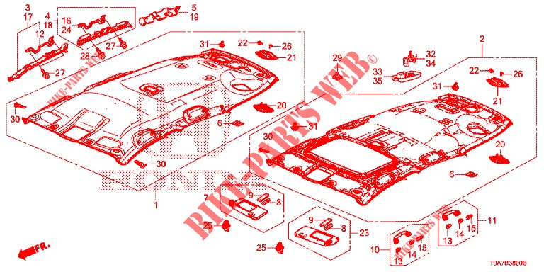 GARNITURE DE PLAFOND (1) pour Honda CR-V 2.0 ELEGANCE 5 Portes 5 vitesses automatique 2014