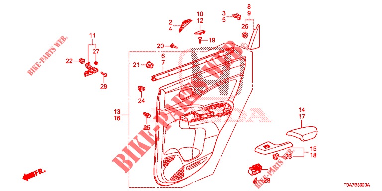 GARNITURE DE PORTE AR. pour Honda CR-V 2.0 ELEGANCE 5 Portes 5 vitesses automatique 2014