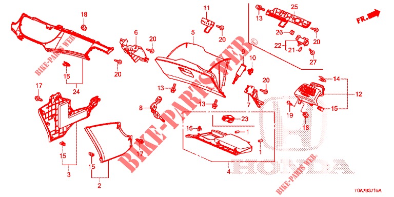 GARNITURE D'INSTRUMENT (COTE DE PASSAGER) (LH) pour Honda CR-V 2.0 ELEGANCE 5 Portes 5 vitesses automatique 2014