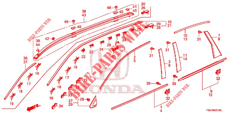 MOULAGE pour Honda CR-V 2.0 ELEGANCE 5 Portes 5 vitesses automatique 2014