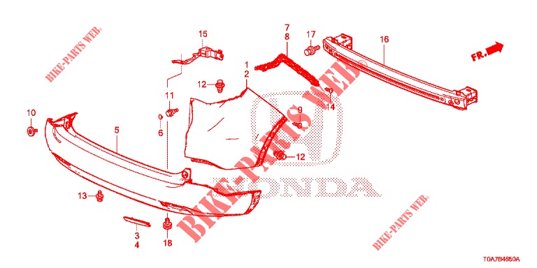 PARE CHOC ARRIERE pour Honda CR-V 2.0 ELEGANCE 5 Portes 5 vitesses automatique 2014