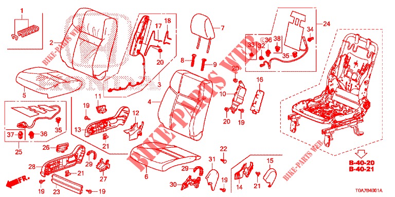 SIEGE AVANT (D.) pour Honda CR-V 2.0 ELEGANCE 5 Portes 5 vitesses automatique 2014