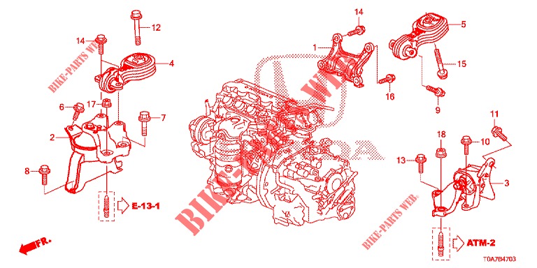 SUPPORTS DE MOTEUR (2.0L) (AT) pour Honda CR-V 2.0 ELEGANCE 5 Portes 5 vitesses automatique 2014