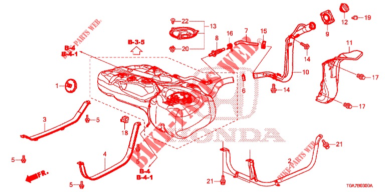 TUYAU DE REMPLISSAGE DE CARBURANT (2.0L) (2.4L) pour Honda CR-V 2.0 ELEGANCE 5 Portes 5 vitesses automatique 2014