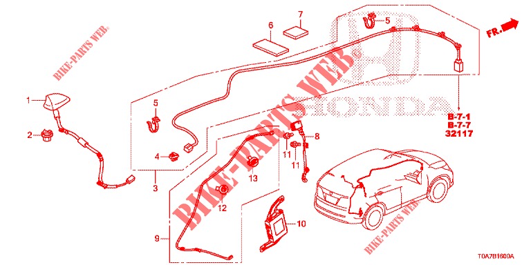 ANTENNE pour Honda CR-V 2.0 EXCLUSIVE NAVI 5 Portes 6 vitesses manuelles 2014
