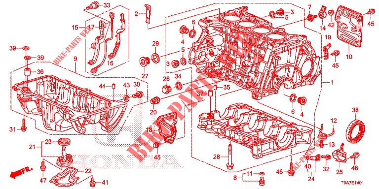 BLOC CYLINDRES/CARTER D'HUILE (2.0L) pour Honda CR-V 2.0 EXCLUSIVE NAVI 5 Portes 6 vitesses manuelles 2014